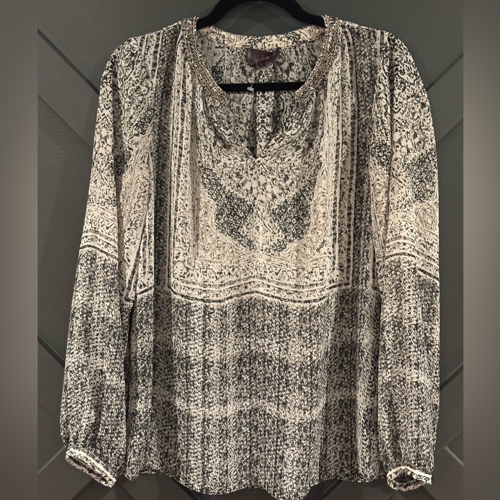 NWOT Hale Bob Monochrome Patterned Blouse